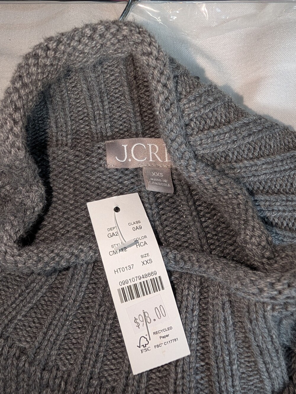 J Crew 2025 Rollneck™ sweater CM712 Size XXS *Flaw Gray - Picture 4 of 8